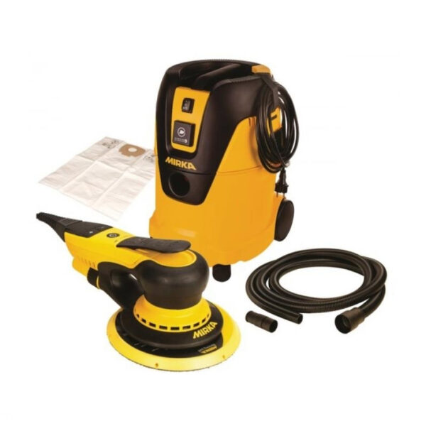 Mirka DEROS650 hiomakone + Mirka 1025L pölynimuri