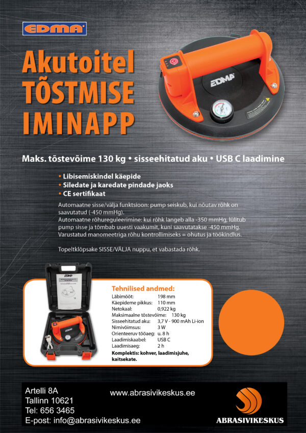 Akutoitel tõstmise iminapp EDMA, tõstevõime 130 kg - Image 3
