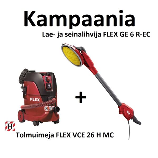 Kampaania komplekt kaelkirjak FLEX GE 6 R + H-klassi tolmuimeja FLEX VCE 26 H MC